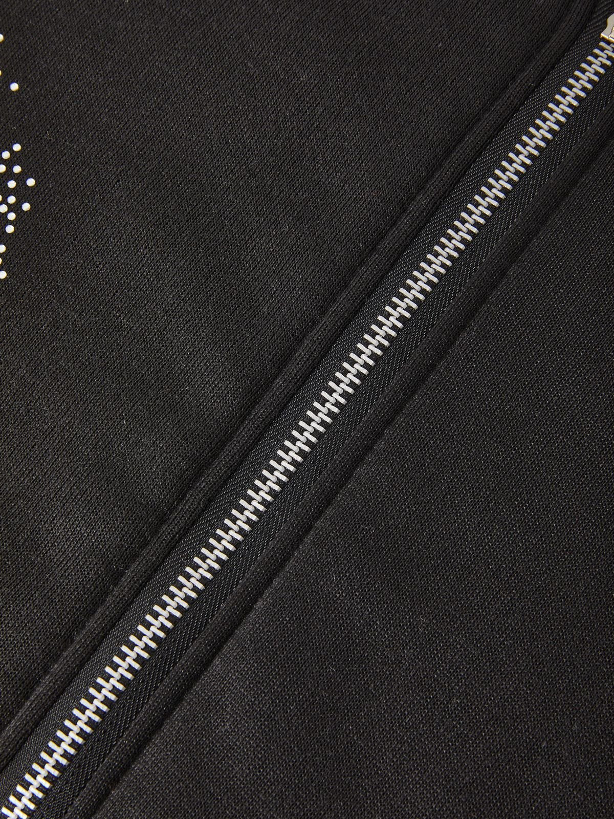 Sweat à capuche zippé noir avec motif croix en strass
