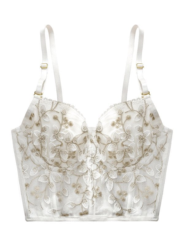 White Vintage Bustier Corset with Floral Lace