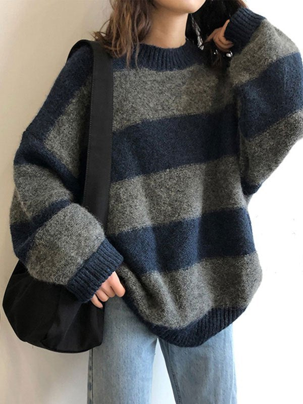 Gestreepte oversized basissweater