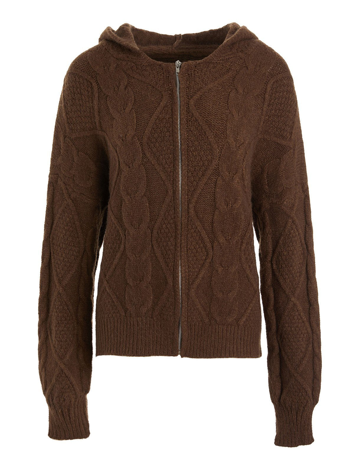 Oversize Brown Cardigan with Hood