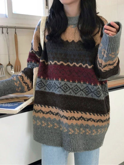 Vintage Oversize Jacquard Sweater