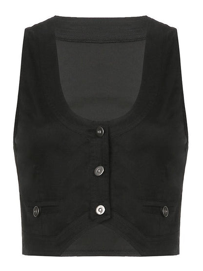 Black Button-Up Corset Top