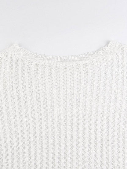 White Long Sleeve Crochet Top