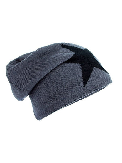 Warm Fleece Beanie Hat with Vintage Star