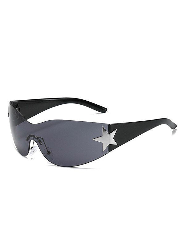 Zwarte Y2K Star Sport-zonnebril