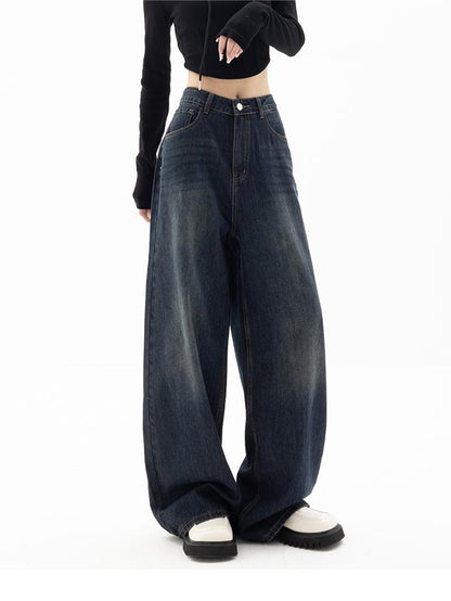 Jaren 90 baggy boyfriend jeans met vintage gewassen effect