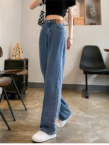 Basic Baggy Summer Cooling Jeans with High Waist