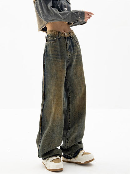 Boyfriend-jeans met klassiek vintage verwassen effect